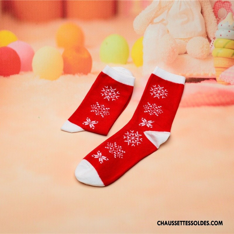 Chaussettes Mi Hautes Homme Adulte Lovers Coton Bio Noël Femme Cerf Coloré Rouge