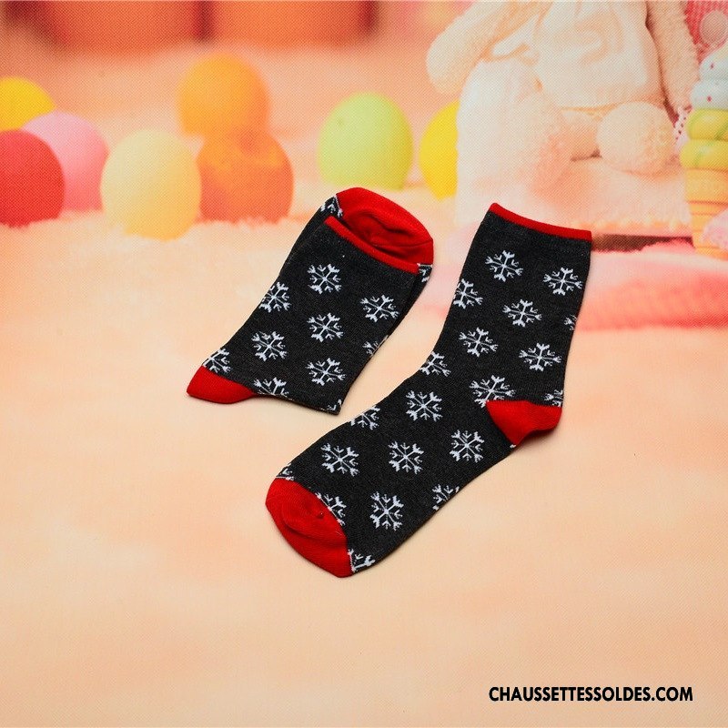 Chaussettes Mi Hautes Homme Adulte Lovers Coton Bio Noël Femme Cerf Coloré Rouge