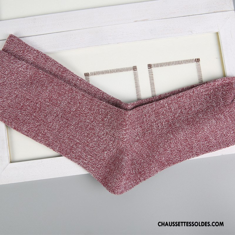 Chaussettes Mi Hautes Homme Anti-odeur Chaussettes En Coton Orange À La Mode Casual Milieu Multicolore