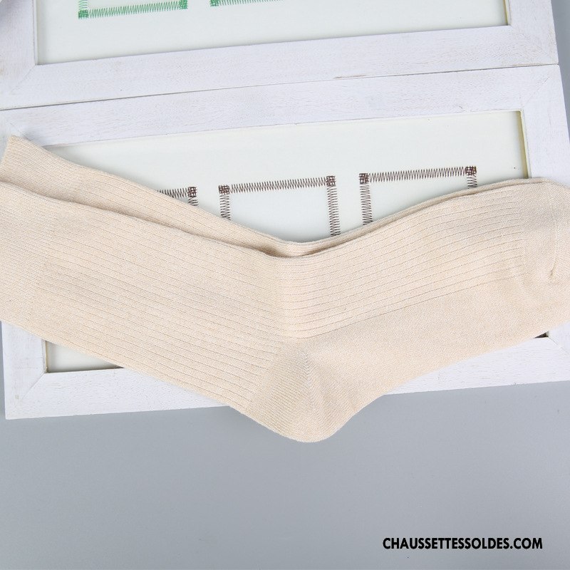 Chaussettes Mi Hautes Homme Anti-odeur Chaussettes En Coton Orange À La Mode Casual Milieu Multicolore