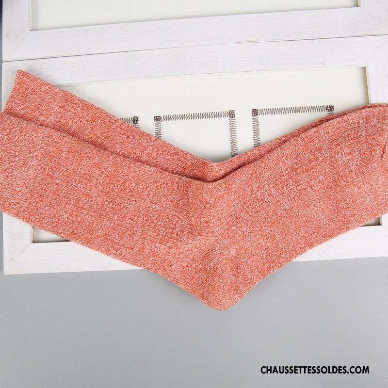 Chaussettes Mi Hautes Homme Anti-odeur Chaussettes En Coton Orange À La Mode Casual Milieu Multicolore