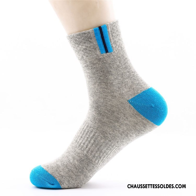 Chaussettes Mi Hautes Homme Anti-odeur Matelassé Mouvement Absorber La Sueur Style Chaud 100% Coton Blanc