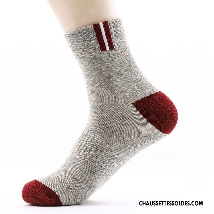 Chaussettes Mi Hautes Homme Anti-odeur Matelassé Mouvement Absorber La Sueur Style Chaud 100% Coton Blanc