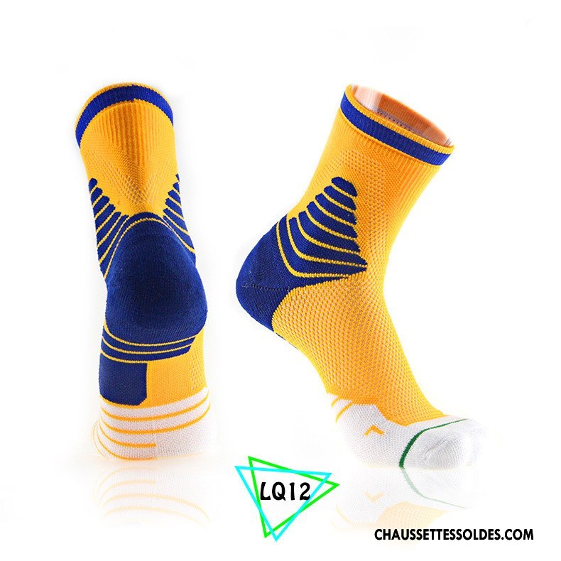 Chaussettes Mi Hautes Homme Anti-odeur Milieu Basket Engrener Mouvement Respirant Bleu Marin