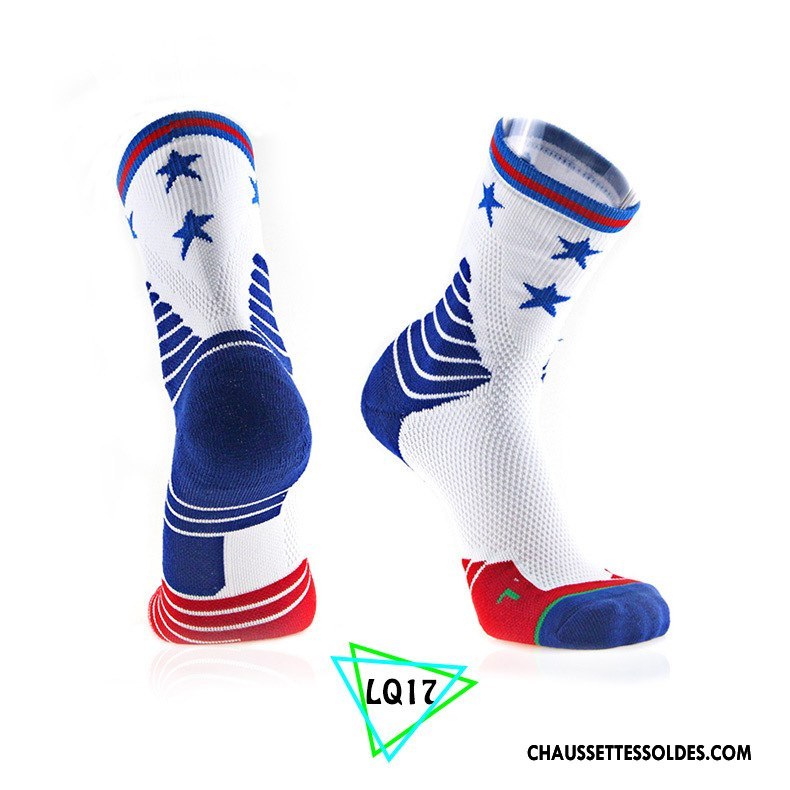 Chaussettes Mi Hautes Homme Anti-odeur Milieu Basket Engrener Mouvement Respirant Bleu Marin