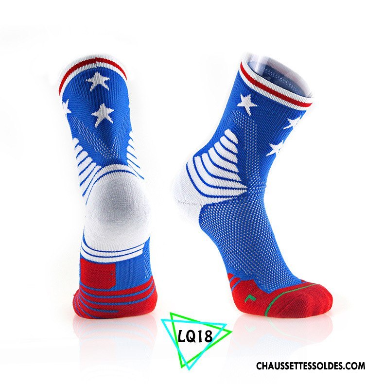 Chaussettes Mi Hautes Homme Anti-odeur Milieu Basket Engrener Mouvement Respirant Bleu Marin