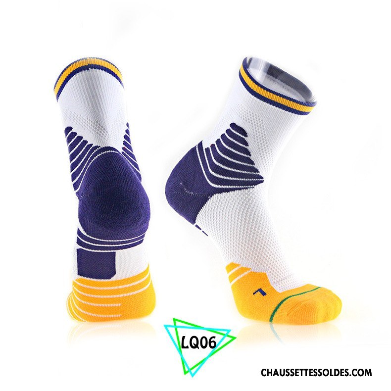 Chaussettes Mi Hautes Homme Anti-odeur Milieu Basket Engrener Mouvement Respirant Bleu Marin