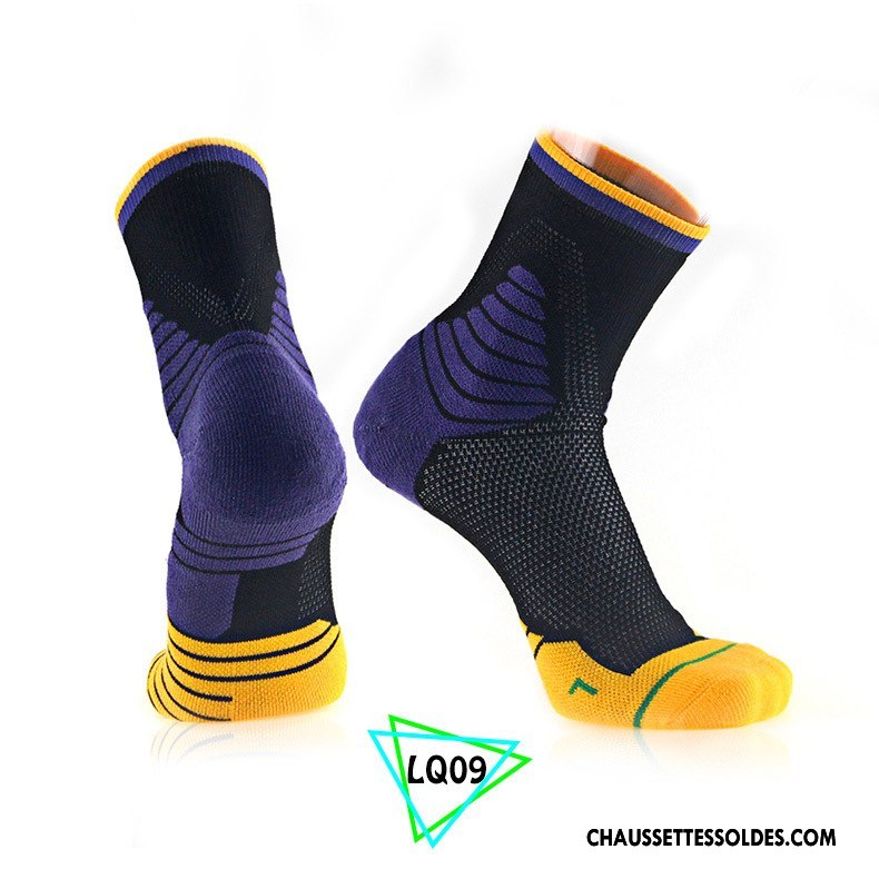 Chaussettes Mi Hautes Homme Anti-odeur Milieu Basket Engrener Mouvement Respirant Bleu Marin