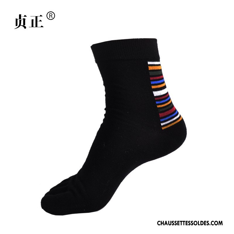 Chaussettes Mi Hautes Homme Anti-odeur Printemps Cinq Doigts Milieu Été Chaussettes En Coton Bleu