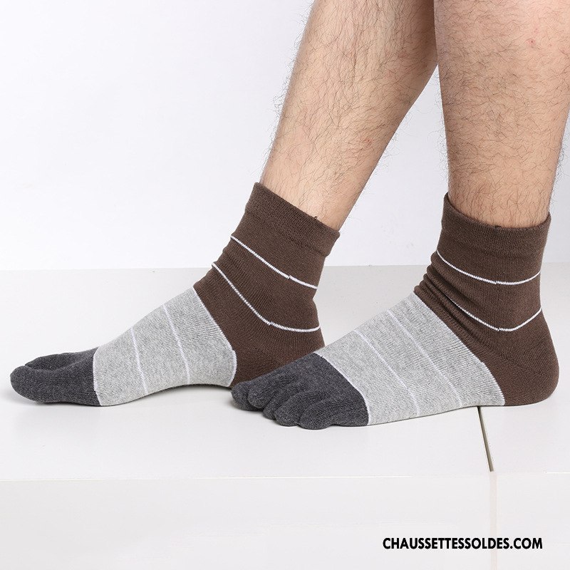 Chaussettes Mi Hautes Homme Antibactérien 100% Coton Cinq Doigts Livraison Gratuite Coton Bio Gris
