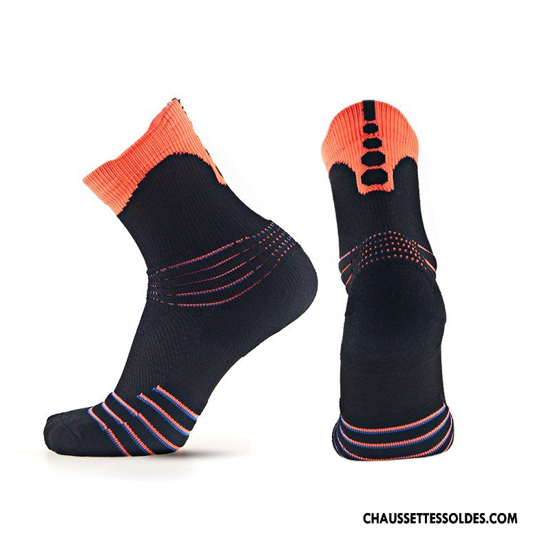 Chaussettes Mi Hautes Homme Basket Courte Serviette Mode Antidérapant Été Noir