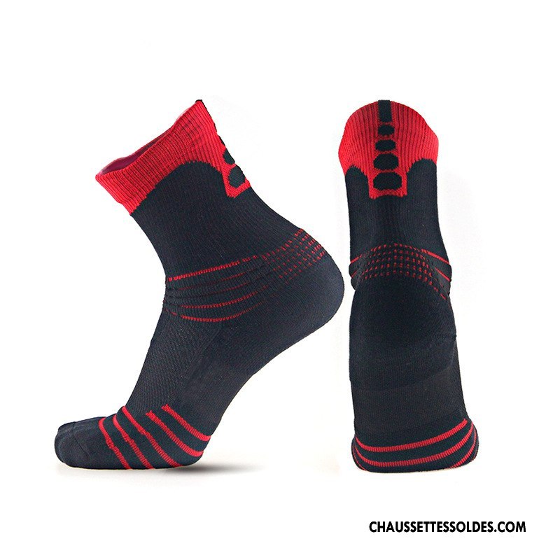 Chaussettes Mi Hautes Homme Basket Courte Serviette Mode Antidérapant Été Noir