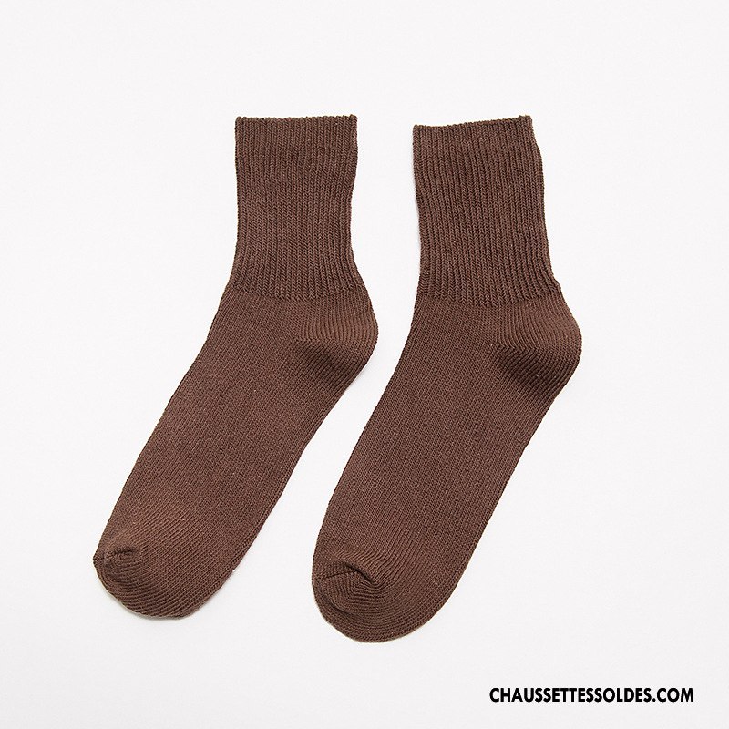 Chaussettes Mi Hautes Homme Bouche Libre Hiver Milieu L'automne Pure Marron / Brun
