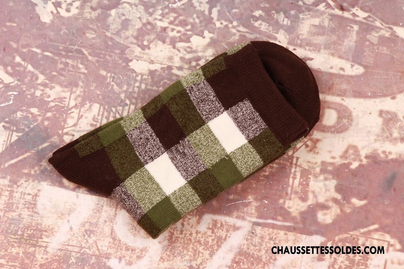 Chaussettes Mi Hautes Homme Carreaux Le Nouveau 100% Coton Hiver Renforcé Camouflage Coloré Bleu