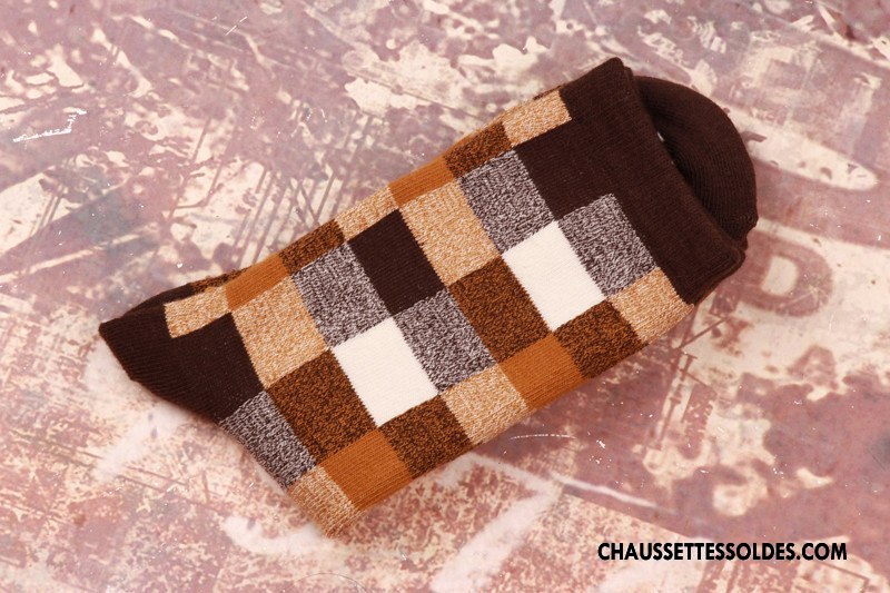 Chaussettes Mi Hautes Homme Carreaux Le Nouveau 100% Coton Hiver Renforcé Camouflage Coloré Bleu