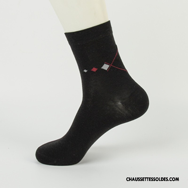 Chaussettes Mi Hautes Homme Carreaux Milieu De Travail Hiver Anti-odeur L'automne Gris
