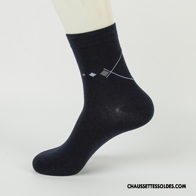 Chaussettes Mi Hautes Homme Carreaux Milieu De Travail Hiver Anti-odeur L'automne Gris