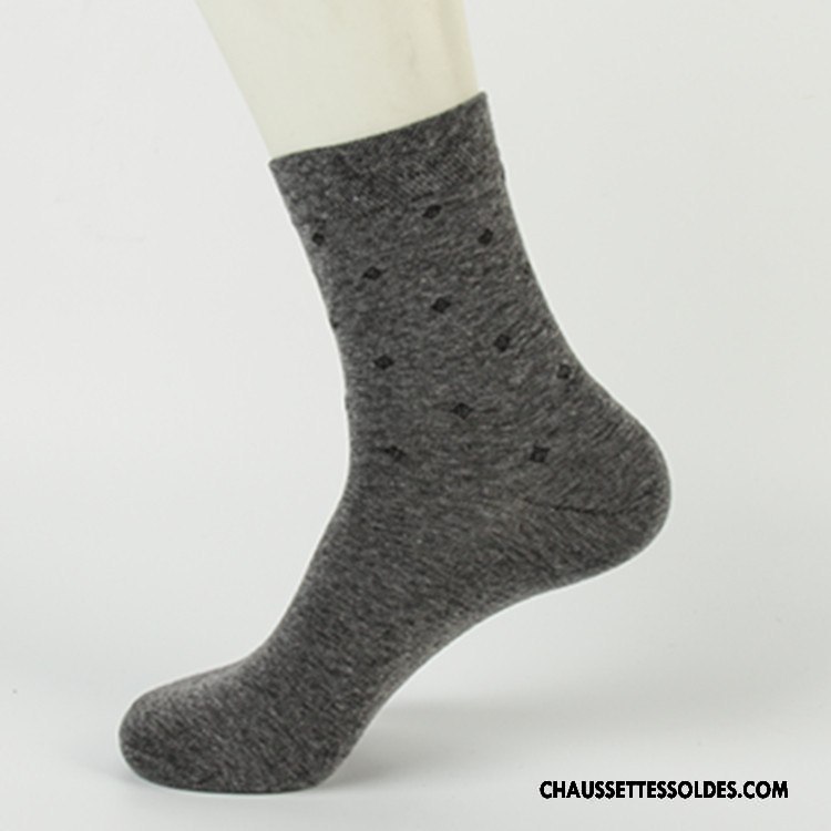 Chaussettes Mi Hautes Homme Carreaux Milieu De Travail Hiver Anti-odeur L'automne Gris