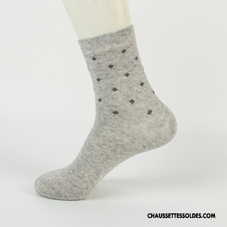 Chaussettes Mi Hautes Homme Carreaux Milieu De Travail Hiver Anti-odeur L'automne Gris