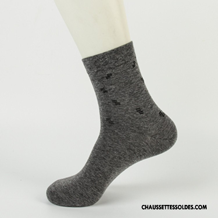 Chaussettes Mi Hautes Homme Carreaux Milieu De Travail Hiver Anti-odeur L'automne Gris