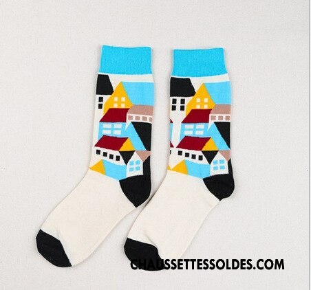 Chaussettes Mi Hautes Homme Casual Britanique Matelassé Tendance Milieu Coloré