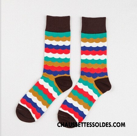 Chaussettes Mi Hautes Homme Casual Britanique Matelassé Tendance Milieu Coloré