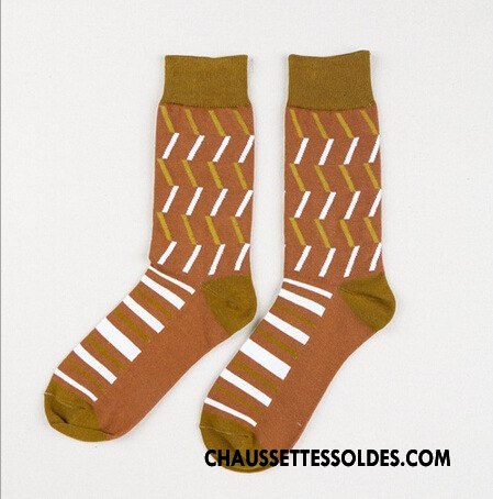Chaussettes Mi Hautes Homme Casual Britanique Matelassé Tendance Milieu Coloré
