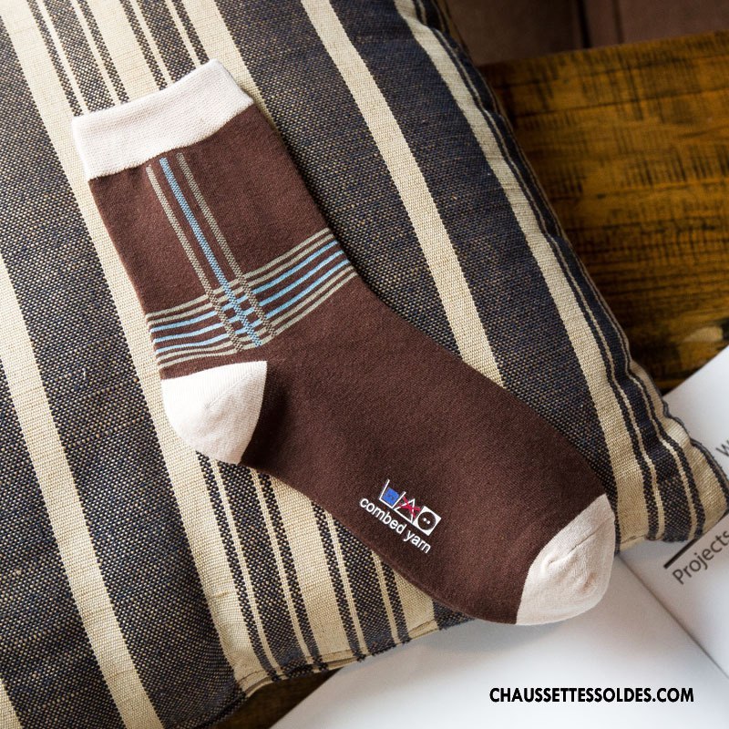 Chaussettes Mi Hautes Homme Casual Classique Hiver L'automne Le Nouveau Matelassé Violet
