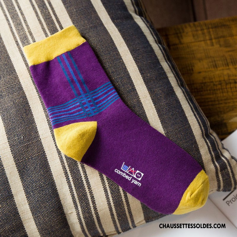 Chaussettes Mi Hautes Homme Casual Classique Hiver L'automne Le Nouveau Matelassé Violet