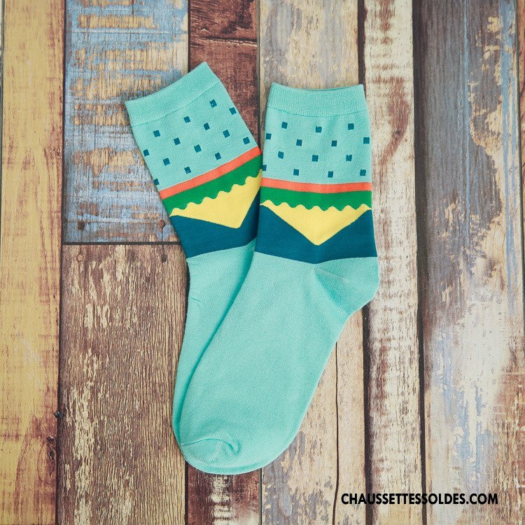 Chaussettes Mi Hautes Homme Casual Coton Bio 100% Coton Mode Milieu Matelassé Blanc