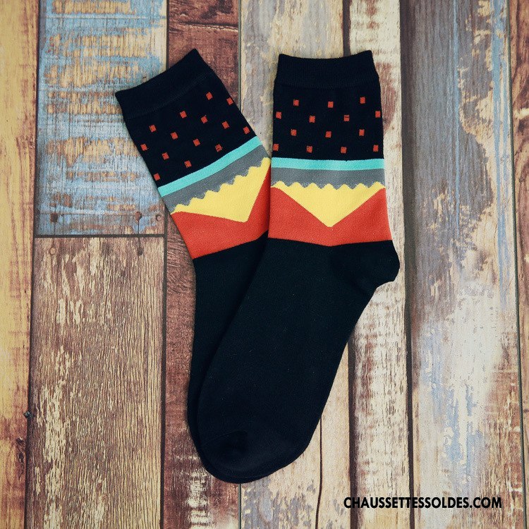 Chaussettes Mi Hautes Homme Casual Coton Bio 100% Coton Mode Milieu Matelassé Blanc