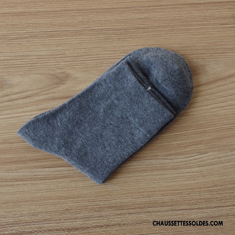 Chaussettes Mi Hautes Homme Casual Hiver Chaussettes En Coton Milieu L'automne Pure Gris