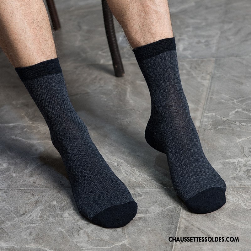 Chaussettes Mi Hautes Homme Casual Manuel Matelassé Mouvement Petit Confortable Pure Bleu