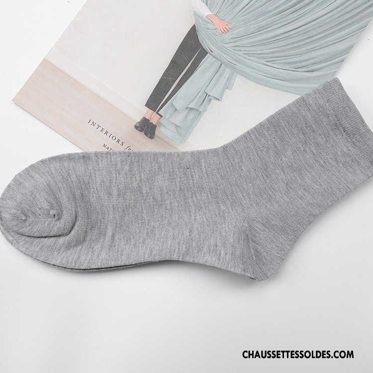 Chaussettes Mi Hautes Homme Casual Milieu Hiver Renforcé De Travail L'automne Pure Gris