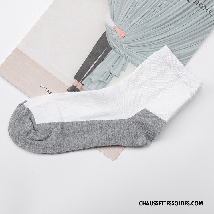 Chaussettes Mi Hautes Homme Casual Milieu Hiver Renforcé De Travail L'automne Pure Gris