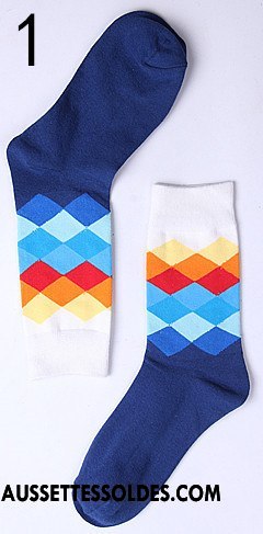 Chaussettes Mi Hautes Homme Chaussette Longue Tendance Chaussettes En Coton Femme Losange Pente Coloré