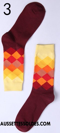 Chaussettes Mi Hautes Homme Chaussette Longue Tendance Chaussettes En Coton Femme Losange Pente Coloré