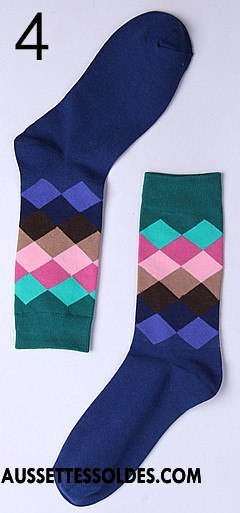 Chaussettes Mi Hautes Homme Chaussette Longue Tendance Chaussettes En Coton Femme Losange Pente Coloré