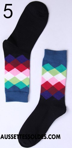 Chaussettes Mi Hautes Homme Chaussette Longue Tendance Chaussettes En Coton Femme Losange Pente Coloré