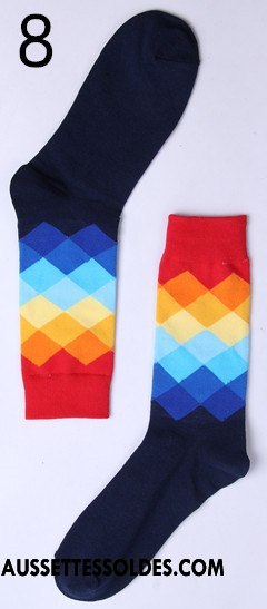 Chaussettes Mi Hautes Homme Chaussette Longue Tendance Chaussettes En Coton Femme Losange Pente Coloré