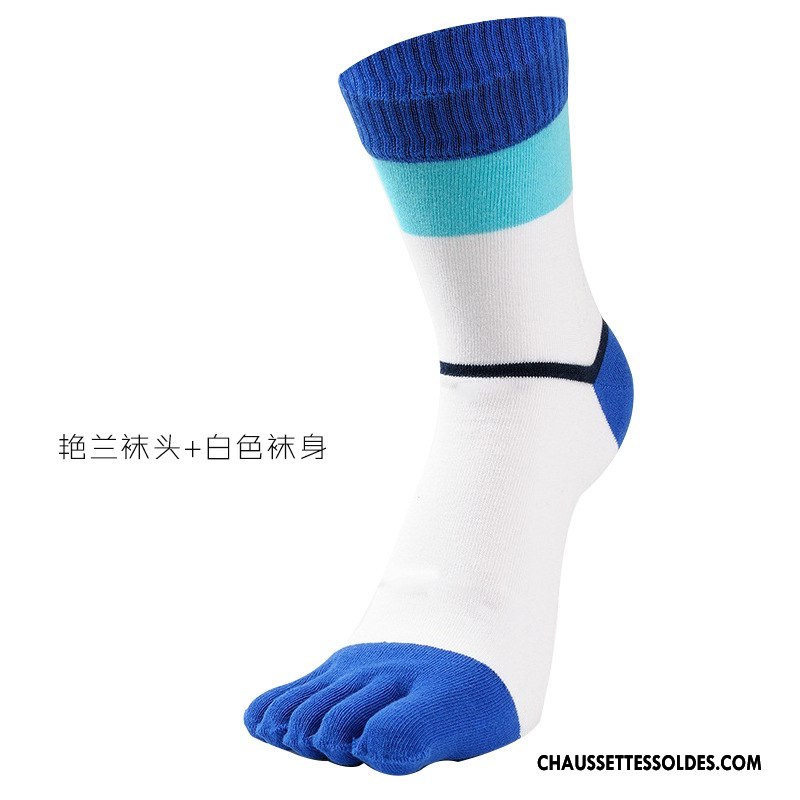 Chaussettes Mi Hautes Homme Chaussettes En Coton Cinq Doigts Rayé Absorber La Sueur Mouvement Anti-odeur Jaune