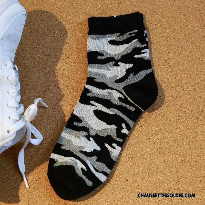 Chaussettes Mi Hautes Homme Chaussettes En Coton Hiver L'automne Mouvement Camouflage Le Nouveau Vert