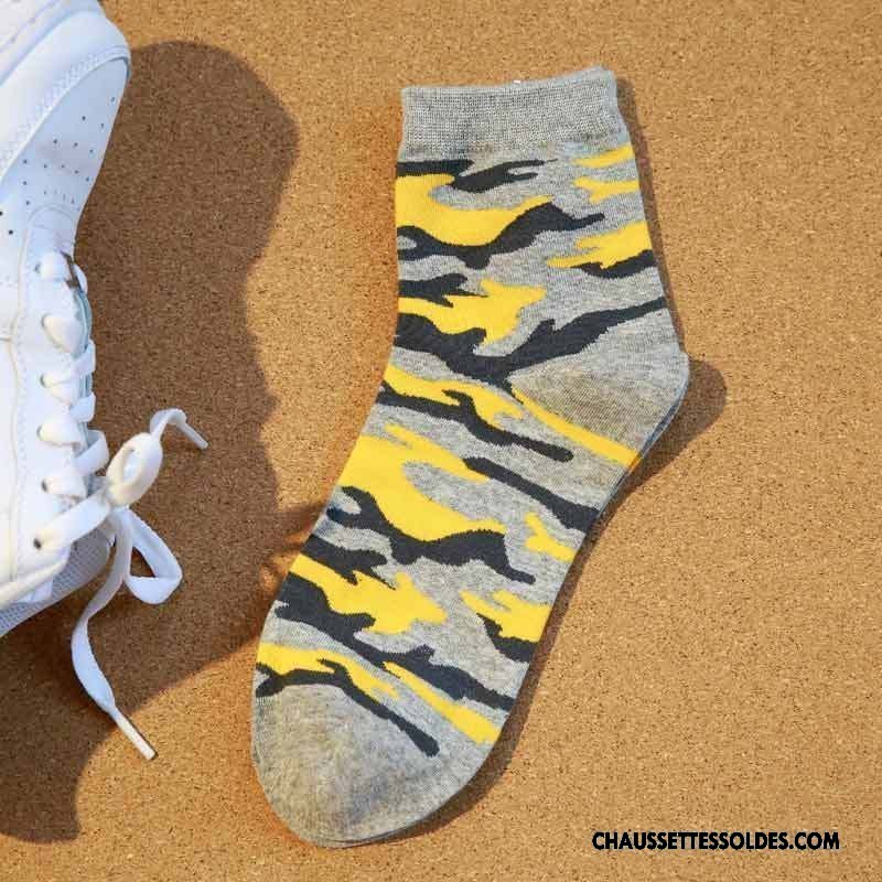 Chaussettes Mi Hautes Homme Chaussettes En Coton Hiver L'automne Mouvement Camouflage Le Nouveau Vert