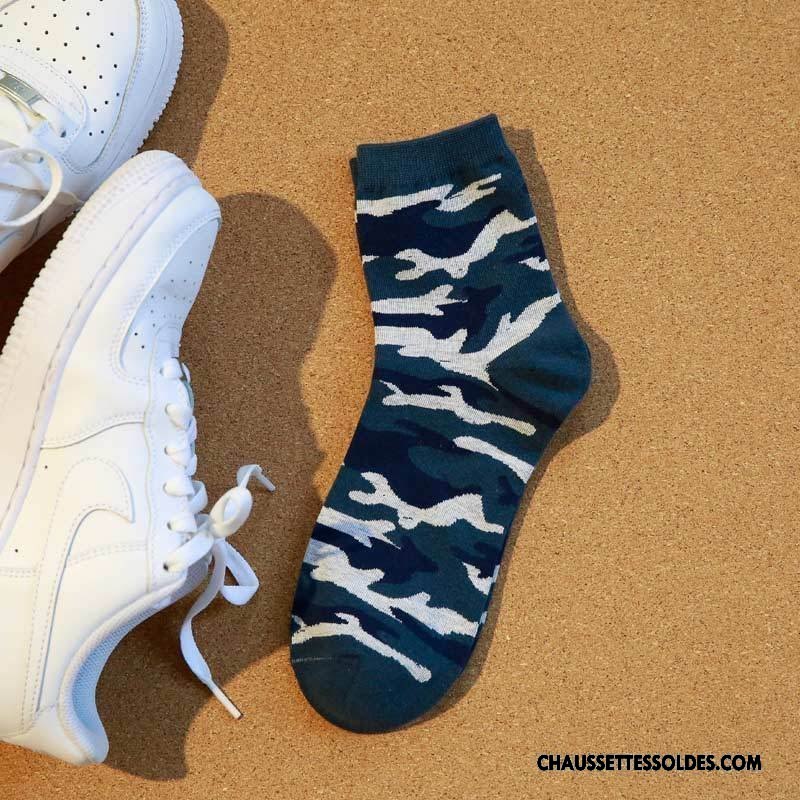 Chaussettes Mi Hautes Homme Chaussettes En Coton Hiver L'automne Mouvement Camouflage Le Nouveau Vert