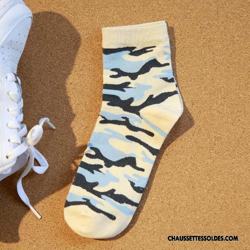 Chaussettes Mi Hautes Homme Chaussettes En Coton Hiver L'automne Mouvement Camouflage Le Nouveau Vert