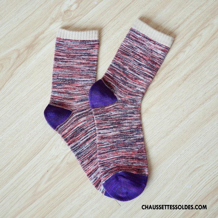 Chaussettes Mi Hautes Homme Chaussettes En Coton Le Nouveau Milieu Renforcé Bleu