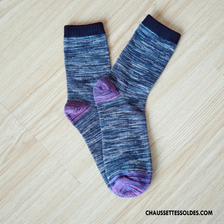 Chaussettes Mi Hautes Homme Chaussettes En Coton Le Nouveau Milieu Renforcé Bleu