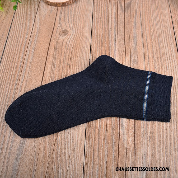 Chaussettes Mi Hautes Homme Chaussettes En Coton Rayé Été Absorber La Sueur Respirant Légère Pure Bleu