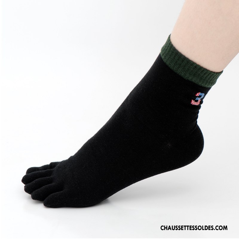 Chaussettes Mi Hautes Homme Cinq Doigts Chaussettes En Coton Mouvement Toutes Les Saisons Milieu Casual Blanc