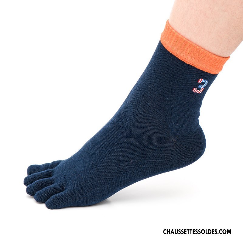 Chaussettes Mi Hautes Homme Cinq Doigts Chaussettes En Coton Mouvement Toutes Les Saisons Milieu Casual Blanc